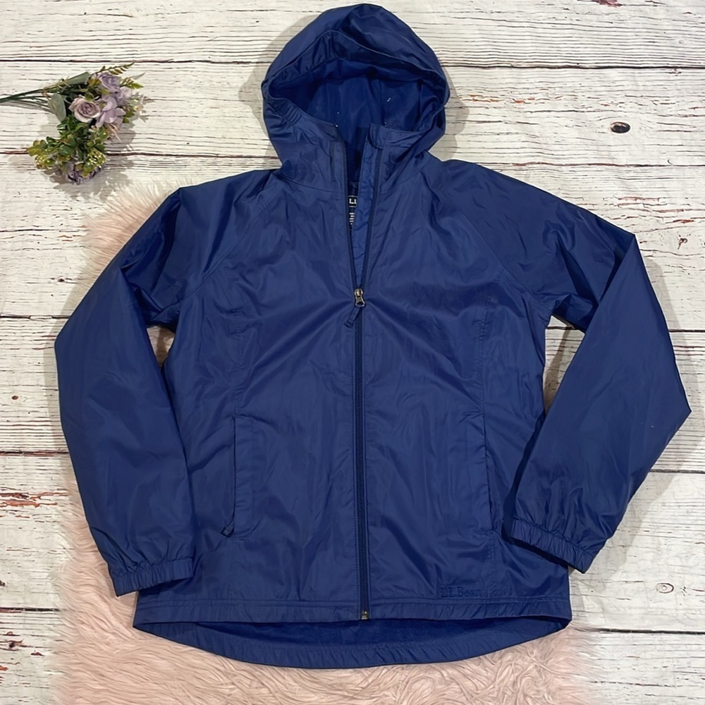 L.L. Bean Navy Blue Hooded Rain Jacket